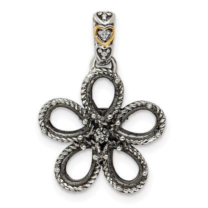 Sterlingsilber Antikisiert mit 14K/silver Bicolor 5-stone mit Diamant Mutter Anhänger
