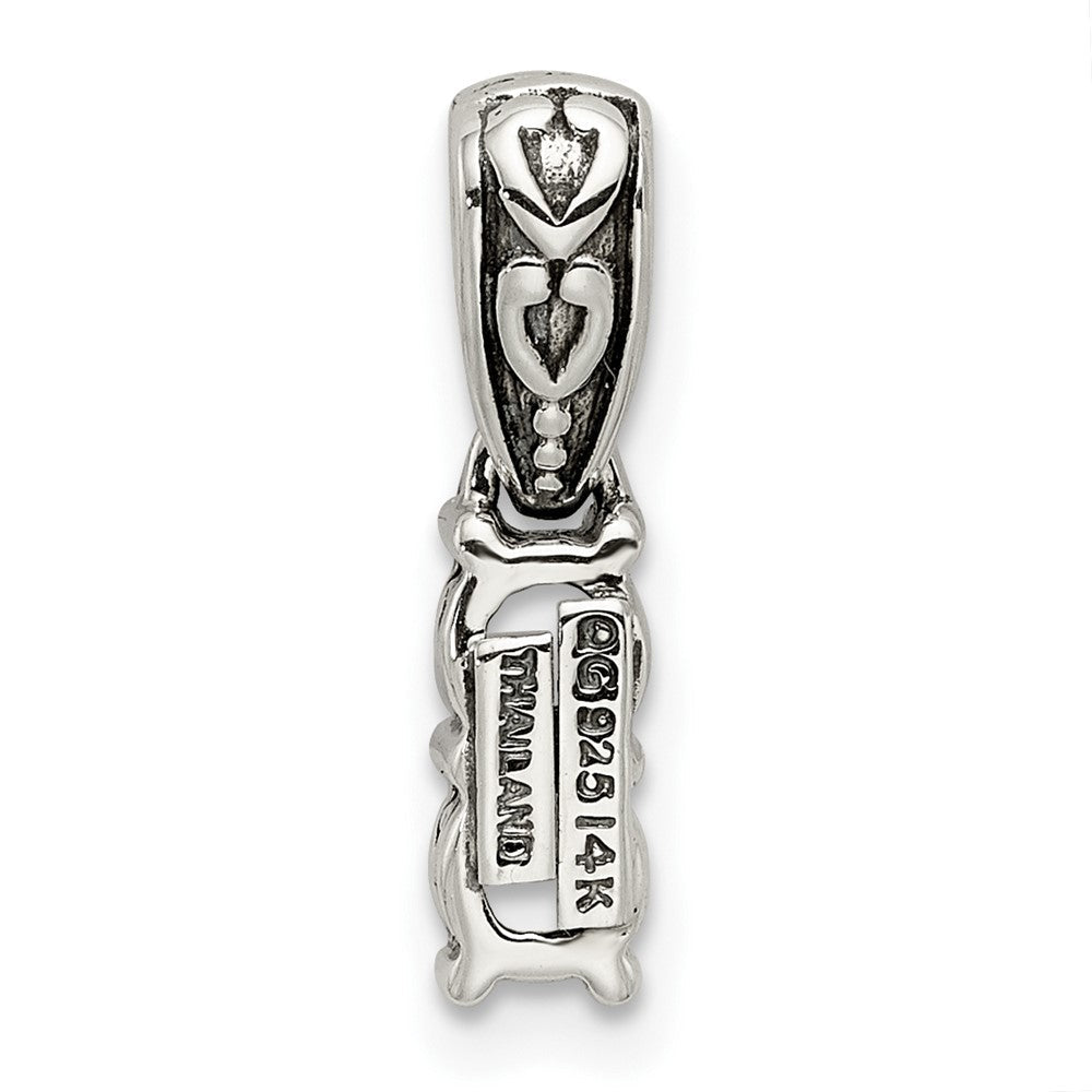 Sterlingsilber Antikisiert mit 14K/silver Bicolor 2-stone mit Diamant Mutter Anhänger