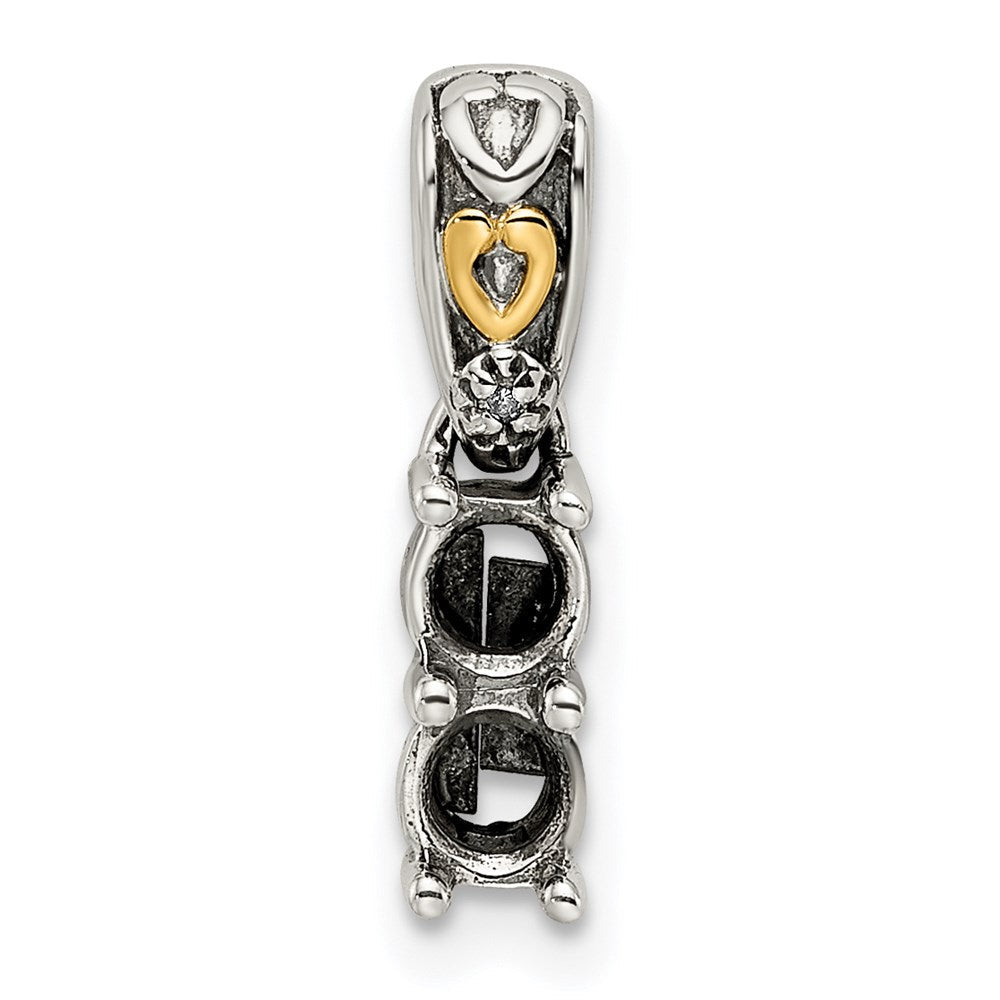 Sterlingsilber Antikisiert mit 14K/silver Bicolor 2-stone mit Diamant Mutter Anhänger