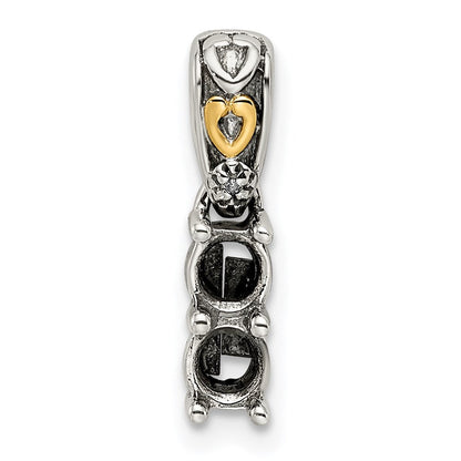 Sterlingsilber Antikisiert mit 14K/silver Bicolor 2-stone mit Diamant Mutter Anhänger