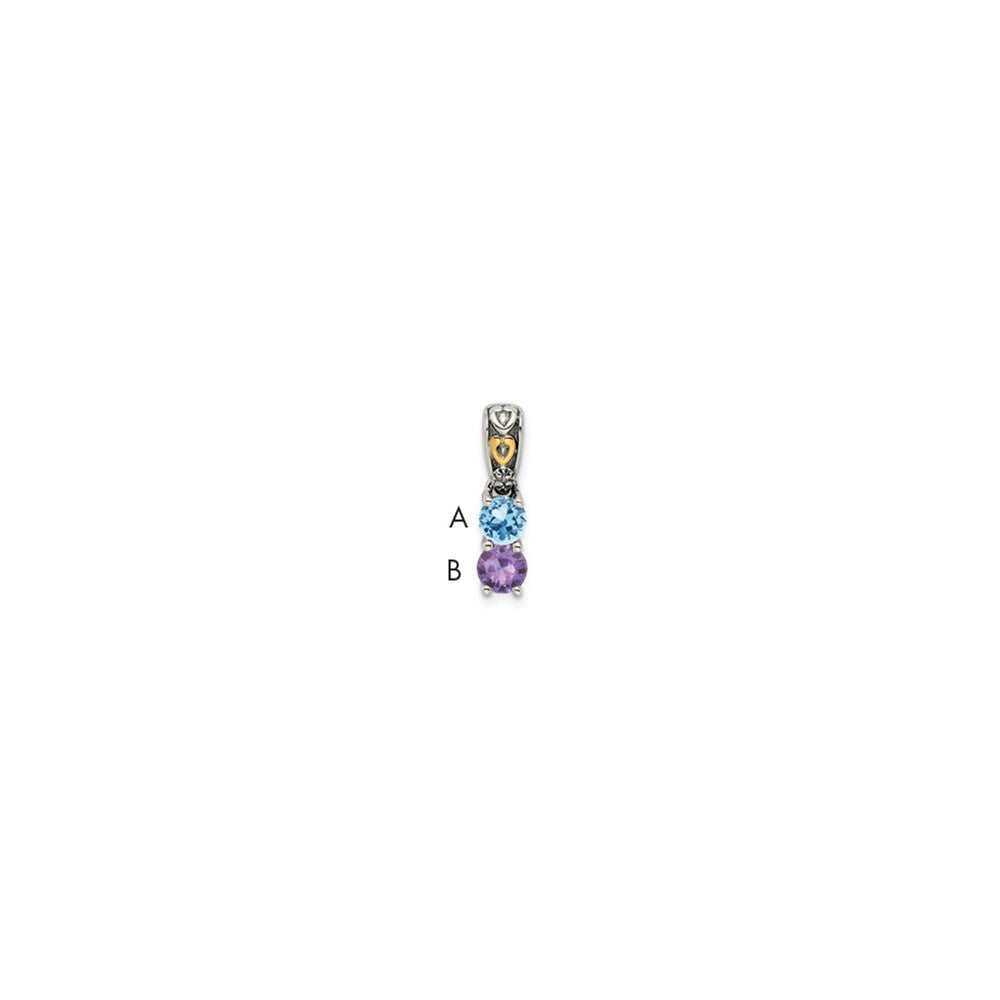 Sterlingsilber Antikisiert mit 14K/silver Bicolor 2-stone mit Diamant Mutter Anhänger