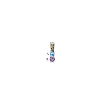 Sterlingsilber Antikisiert mit 14K/silver Bicolor 2-stone mit Diamant Mutter Anhänger