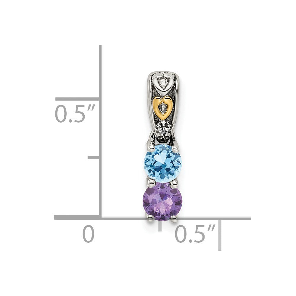Sterlingsilber Antikisiert mit 14K/silver Bicolor 2-stone mit Diamant Mutter Anhänger