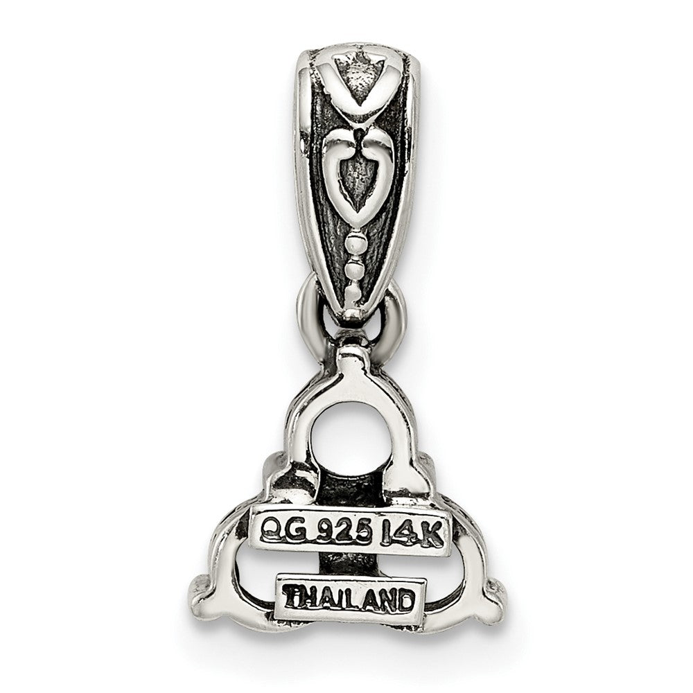 Sterlingsilber Antikisiert mit 14K/silver Bicolor 3-stone mit Diamant Mutter Anhänger