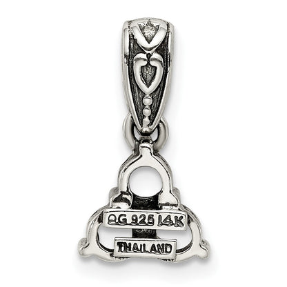 Sterlingsilber Antikisiert mit 14K/silver Bicolor 3-stone mit Diamant Mutter Anhänger