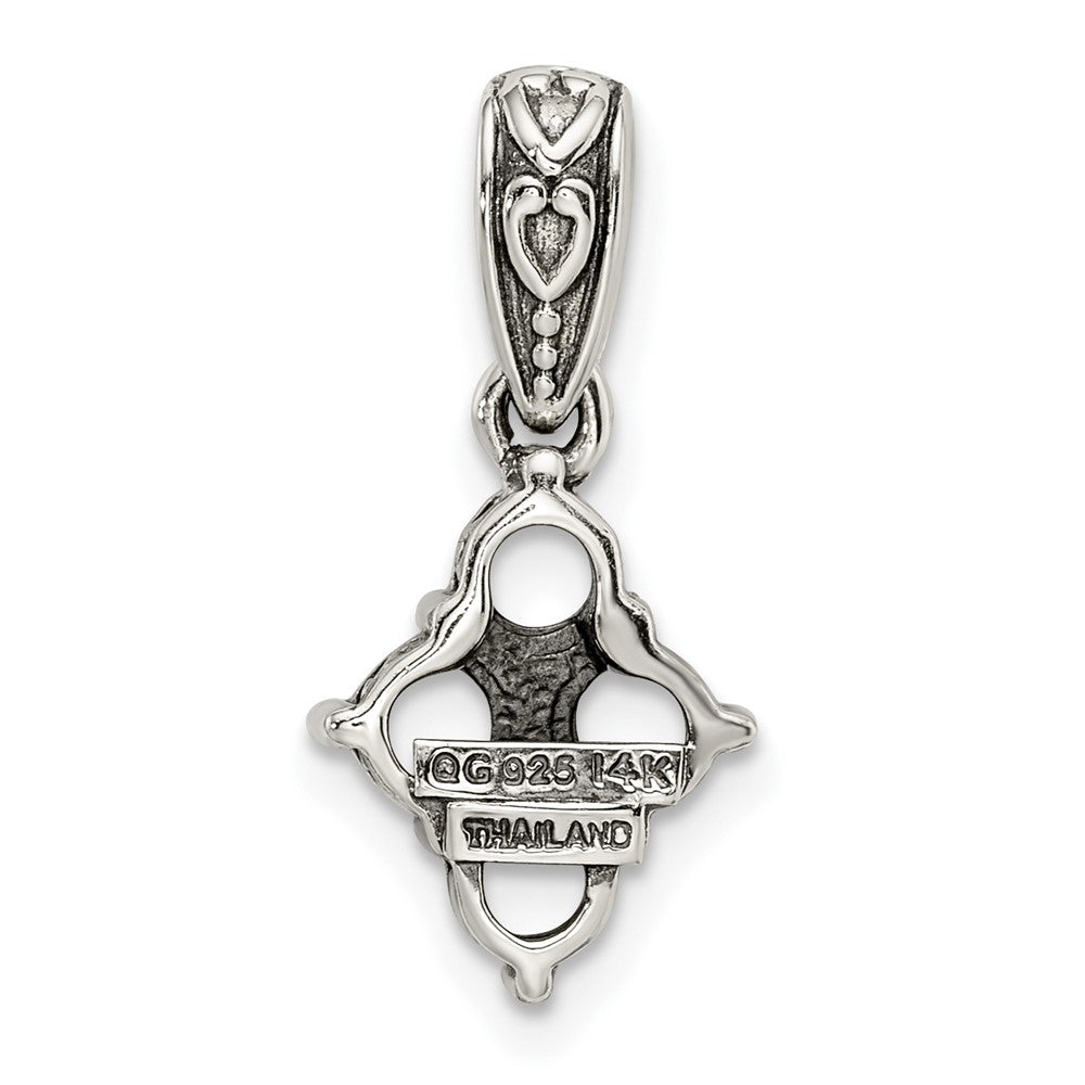 Sterlingsilber Antikisiert mit 14K/silver Bicolor 4-stone mit Diamant Mutter Anhänger