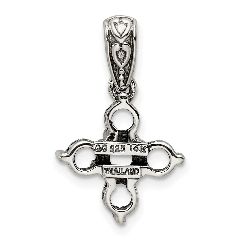 Sterlingsilber Antikisiert mit 14K/silver Bicolor 5-stone mit Diamant Mutter Anhänger