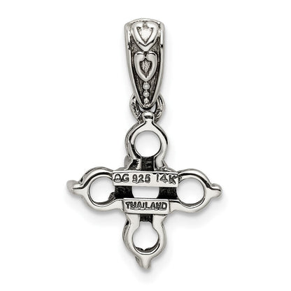Sterlingsilber Antikisiert mit 14K/silver Bicolor 5-stone mit Diamant Mutter Anhänger