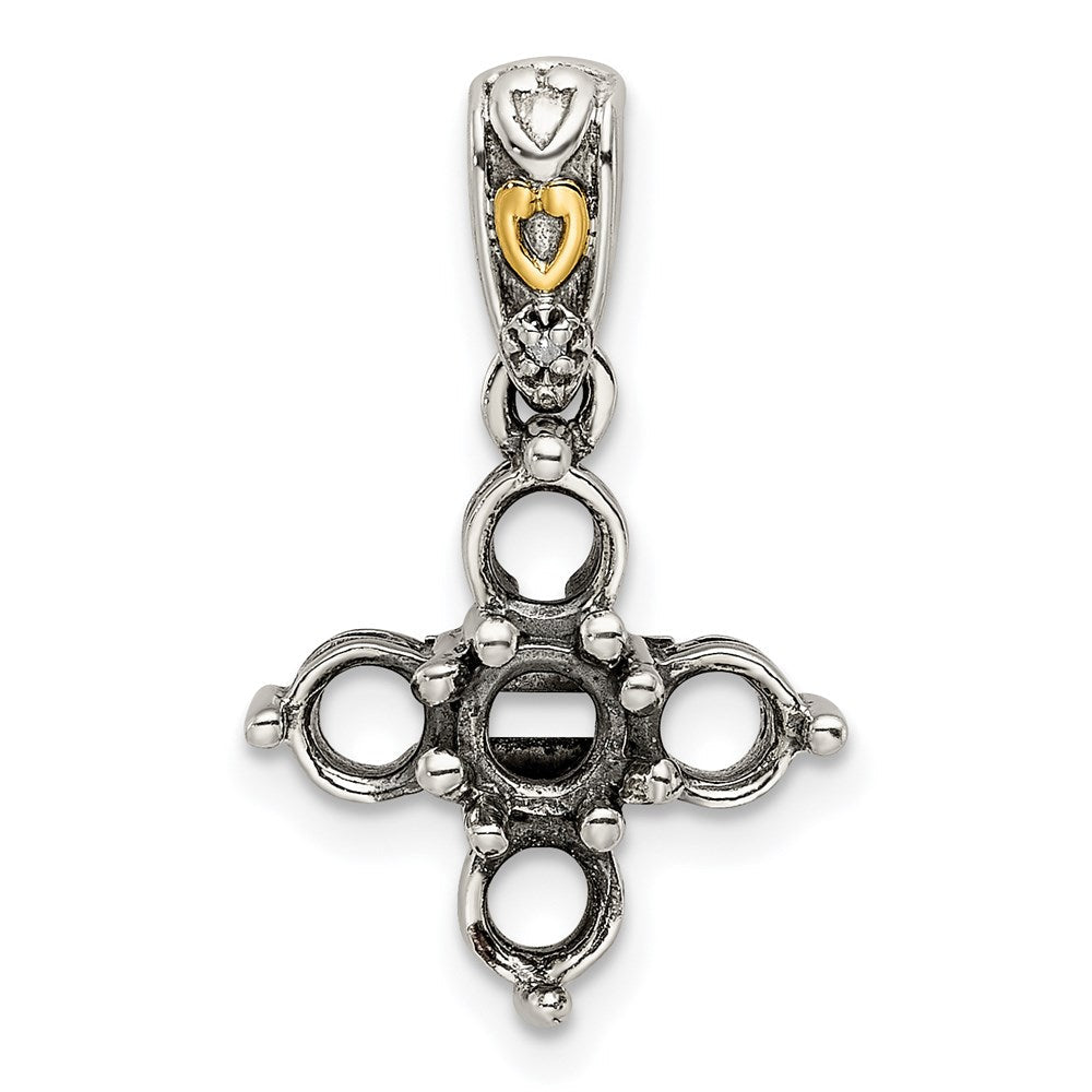 Sterlingsilber Antikisiert mit 14K/silver Bicolor 5-stone mit Diamant Mutter Anhänger