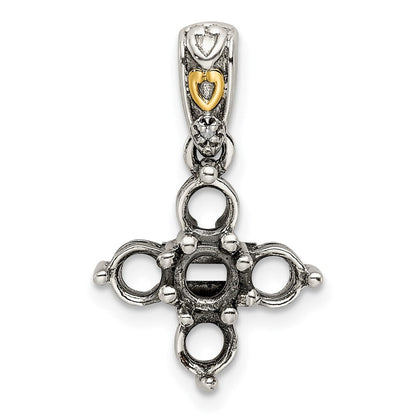 Sterlingsilber Antikisiert mit 14K/silver Bicolor 5-stone mit Diamant Mutter Anhänger