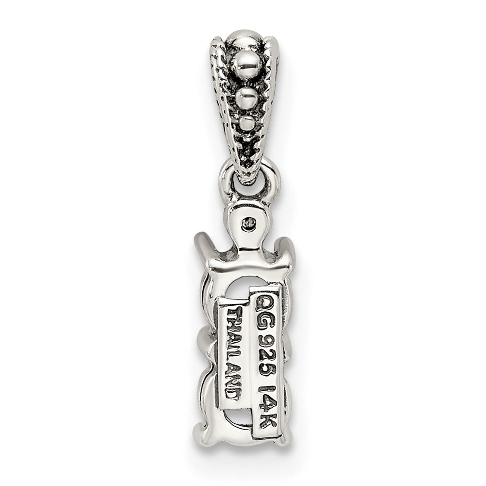 Sterlingsilber Antikisiert mit 14K/silver Bicolor 2-stone mit Diamant Mutter Anhänger