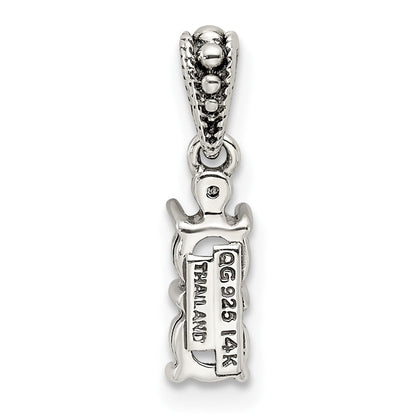 Sterlingsilber Antikisiert mit 14K/silver Bicolor 2-stone mit Diamant Mutter Anhänger
