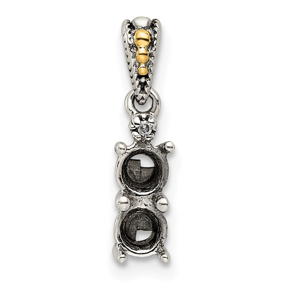 Sterlingsilber Antikisiert mit 14K/silver Bicolor 2-stone mit Diamant Mutter Anhänger