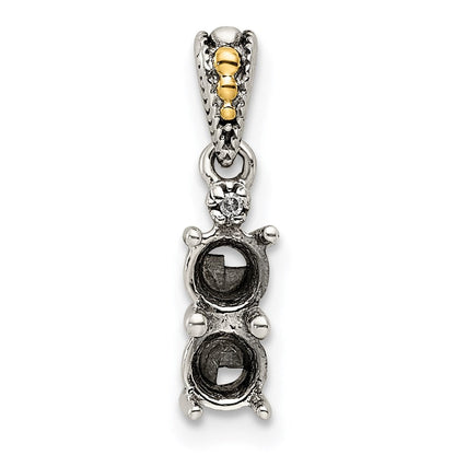 Sterlingsilber Antikisiert mit 14K/silver Bicolor 2-stone mit Diamant Mutter Anhänger