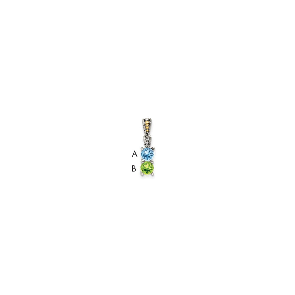 Sterlingsilber Antikisiert mit 14K/silver Bicolor 2-stone mit Diamant Mutter Anhänger