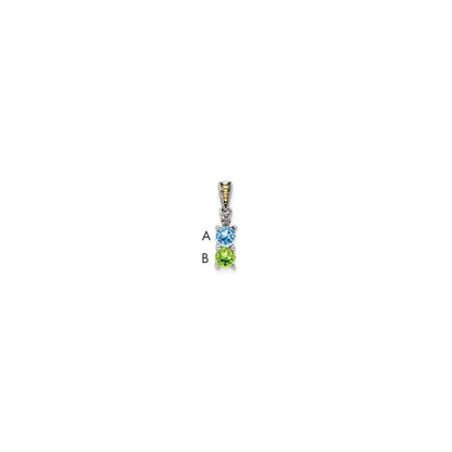 Sterlingsilber Antikisiert mit 14K/silver Bicolor 2-stone mit Diamant Mutter Anhänger
