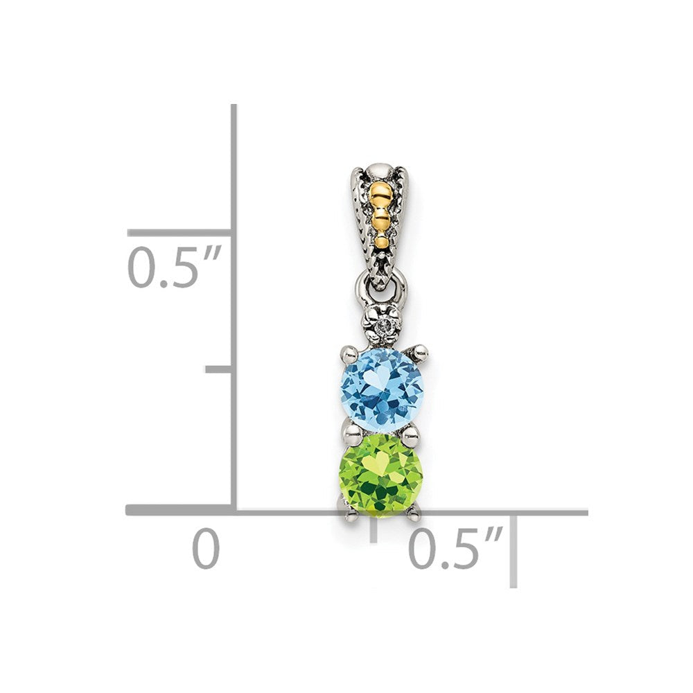 Sterlingsilber Antikisiert mit 14K/silver Bicolor 2-stone mit Diamant Mutter Anhänger