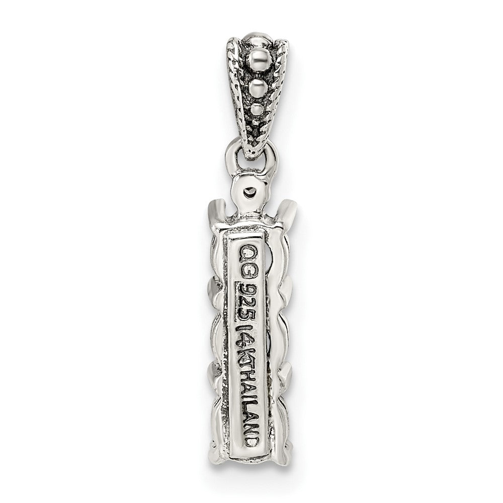 Sterlingsilber Antikisiert mit 14K/silver Bicolor 3-stone mit Diamant Mutter Anhänger