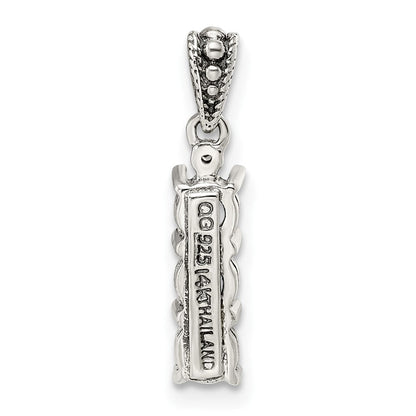 Sterlingsilber Antikisiert mit 14K/silver Bicolor 3-stone mit Diamant Mutter Anhänger