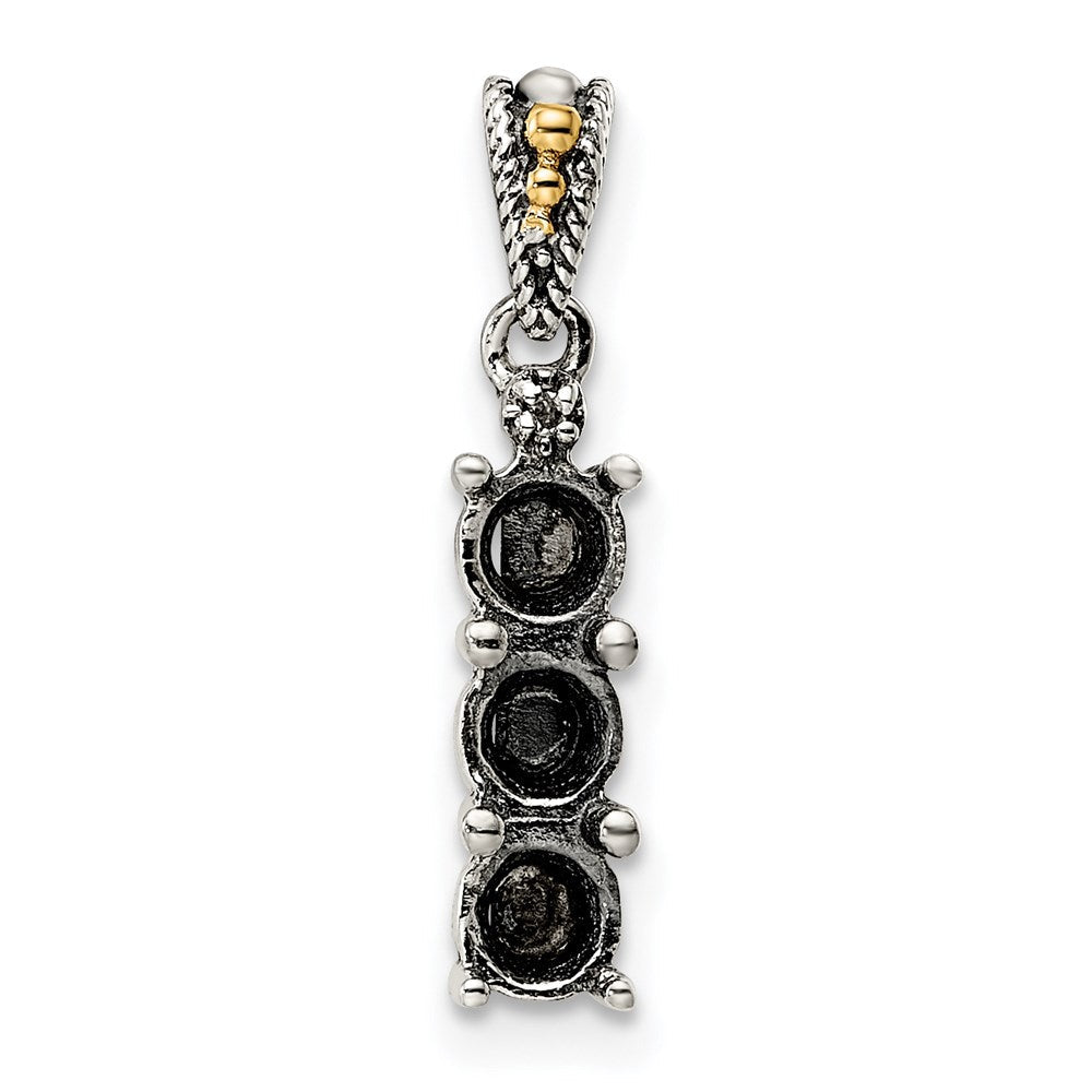 Sterlingsilber Antikisiert mit 14K/silver Bicolor 3-stone mit Diamant Mutter Anhänger