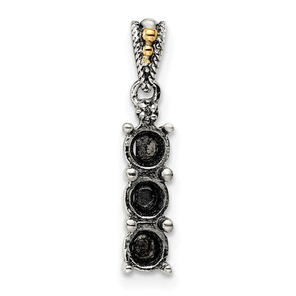 Sterlingsilber Antikisiert mit 14K/silver Bicolor 3-stone mit Diamant Mutter Anhänger