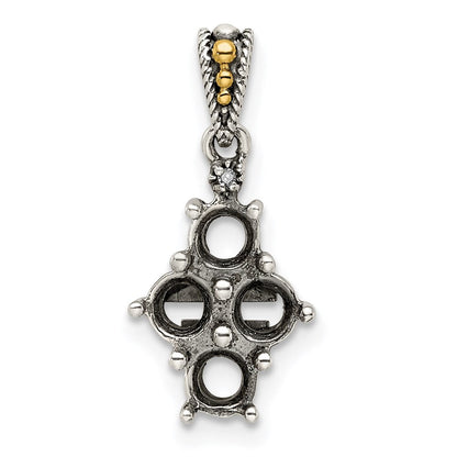 Sterlingsilber Antikisiert mit 14K/silver Bicolor 4-stone mit Diamant Mutter Anhänger