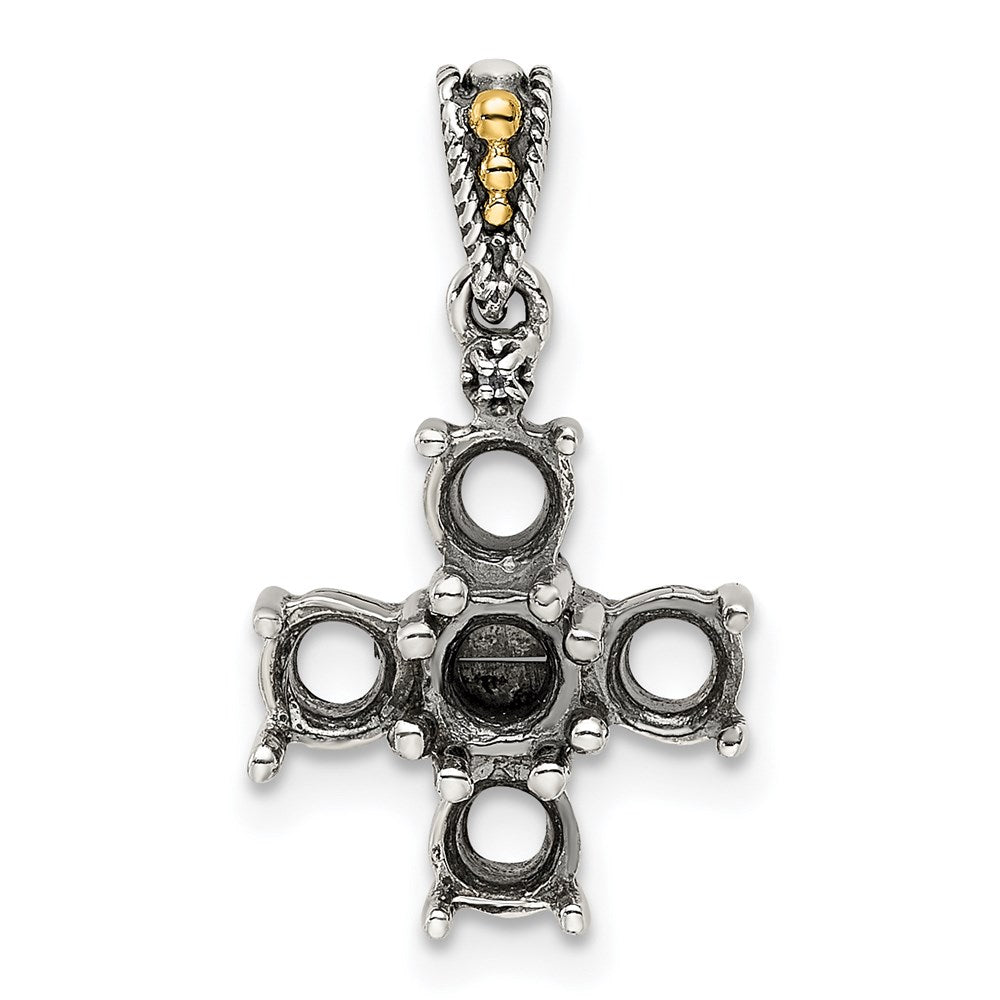 Sterlingsilber Antikisiert mit 14K/silver Bicolor 5-stone mit Diamant Mutter Anhänger