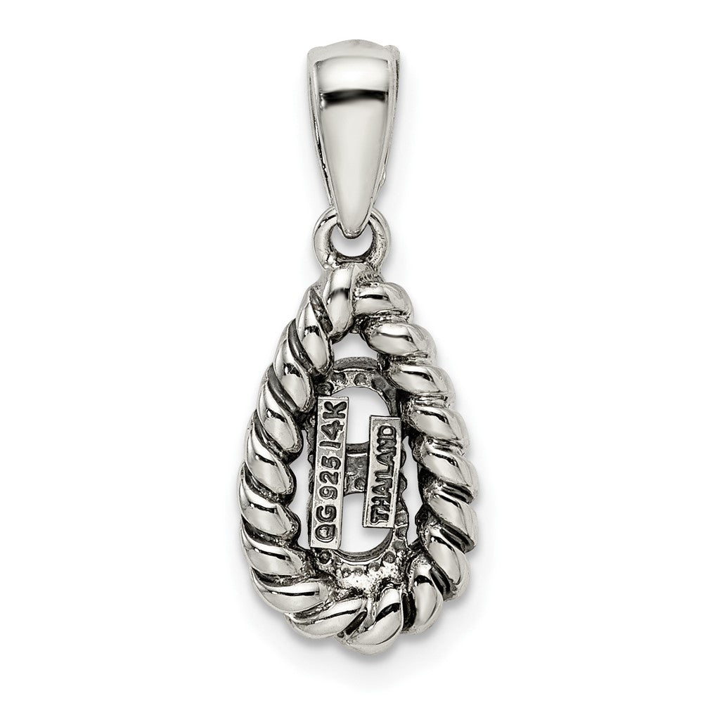 Sterlingsilber Antikisiert mit 14K/silver Bicolor 2-stone mit Diamant Mutter Anhänger