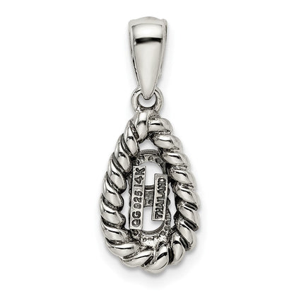 Sterlingsilber Antikisiert mit 14K/silver Bicolor 2-stone mit Diamant Mutter Anhänger