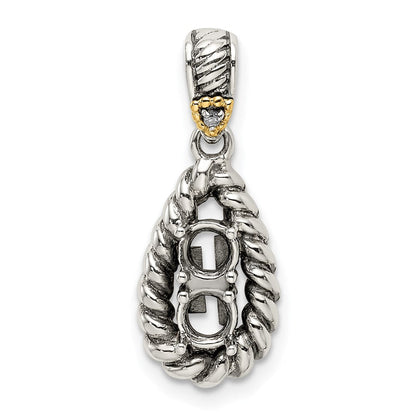 Sterlingsilber Antikisiert mit 14K/silver Bicolor 2-stone mit Diamant Mutter Anhänger