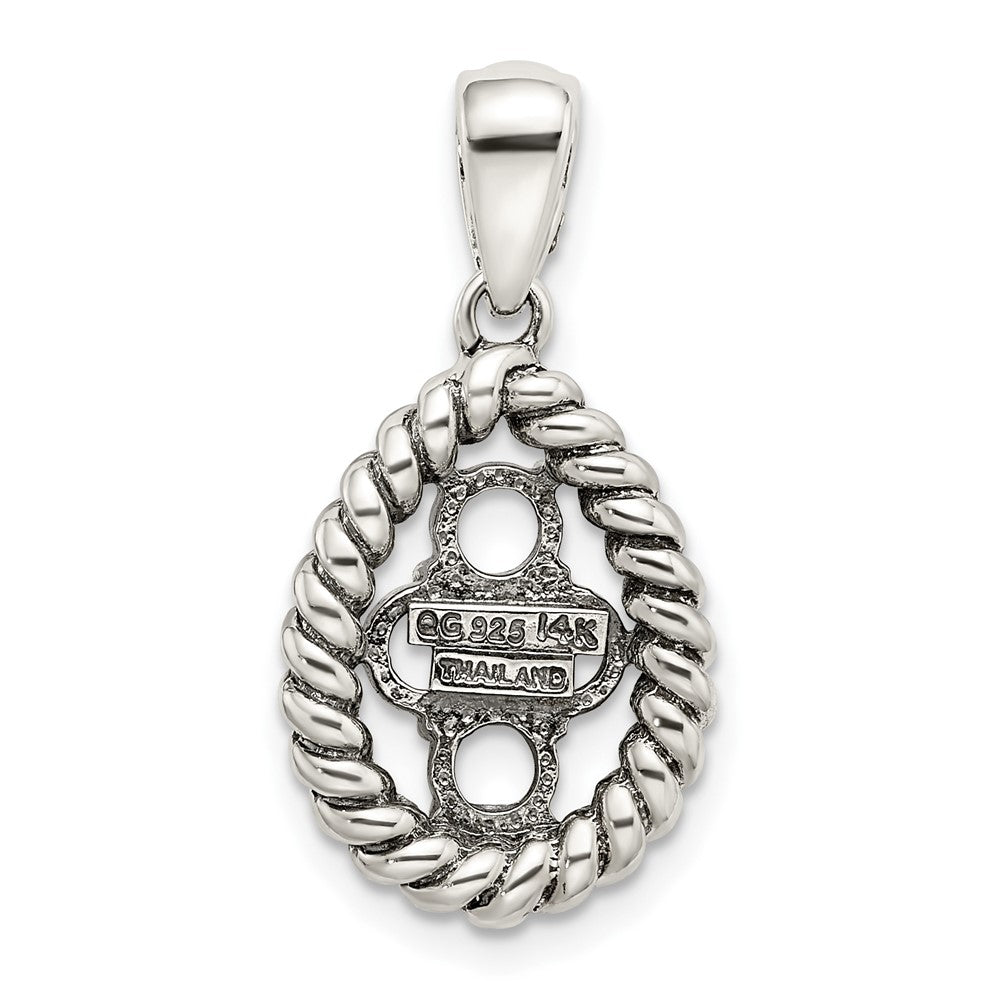 Sterlingsilber Antikisiert mit 14K/silver Bicolor 4-stone mit Diamant Mutter Anhänger