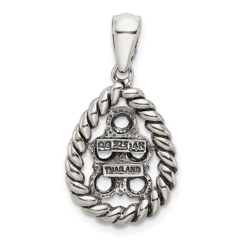 Sterlingsilber Antikisiert mit 14K/silver Bicolor 5-stone mit Diamant Mutter Anhänger