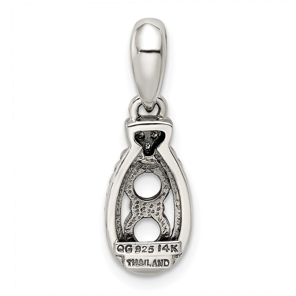 Sterlingsilber Antikisiert mit 14K/silver Bicolor 2-stone mit Diamant Mutter Anhänger