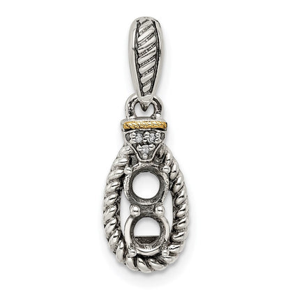 Sterlingsilber Antikisiert mit 14K/silver Bicolor 2-stone mit Diamant Mutter Anhänger