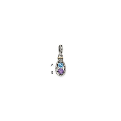 Sterlingsilber Antikisiert mit 14K/silver Bicolor 2-stone mit Diamant Mutter Anhänger