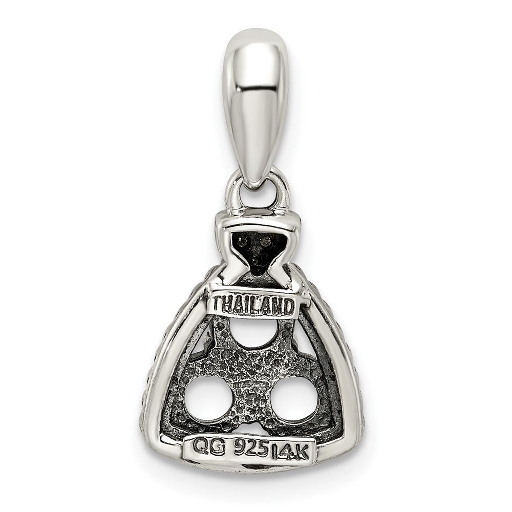 Sterlingsilber Antikisiert mit 14K/silver Bicolor 3-stone mit Diamant Mutter Anhänger