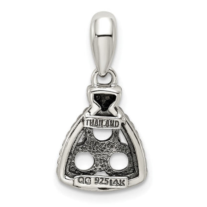 Sterlingsilber Antikisiert mit 14K/silver Bicolor 3-stone mit Diamant Mutter Anhänger