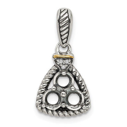 Sterlingsilber Antikisiert mit 14K/silver Bicolor 3-stone mit Diamant Mutter Anhänger