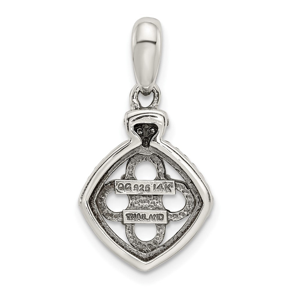 Sterlingsilber Antikisiert mit 14K/silver Bicolor 4-stone mit Diamant Mutter Anhänger