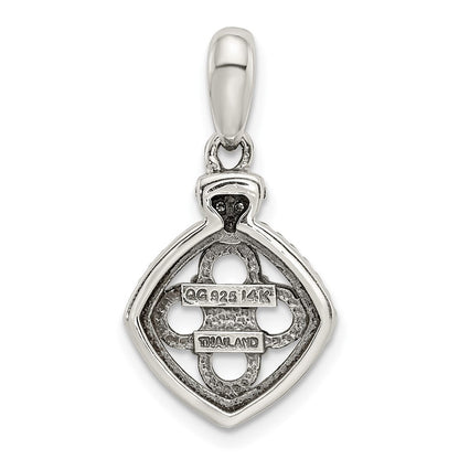 Sterlingsilber Antikisiert mit 14K/silver Bicolor 4-stone mit Diamant Mutter Anhänger