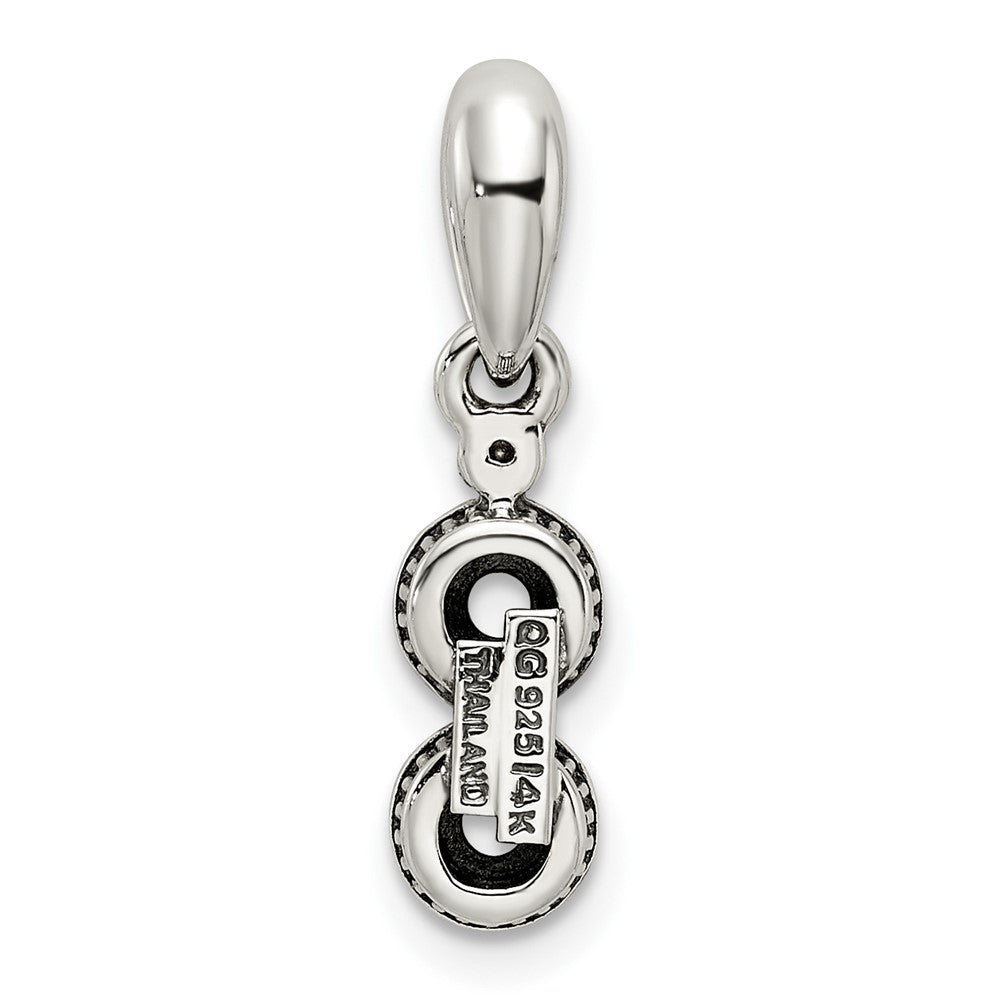 Sterlingsilber Antikisiert mit 14K/silver Bicolor 2-stone mit Diamant Mutter Anhänger