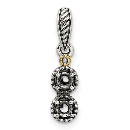 Sterlingsilber Antikisiert mit 14K/silver Bicolor 2-stone mit Diamant Mutter Anhänger