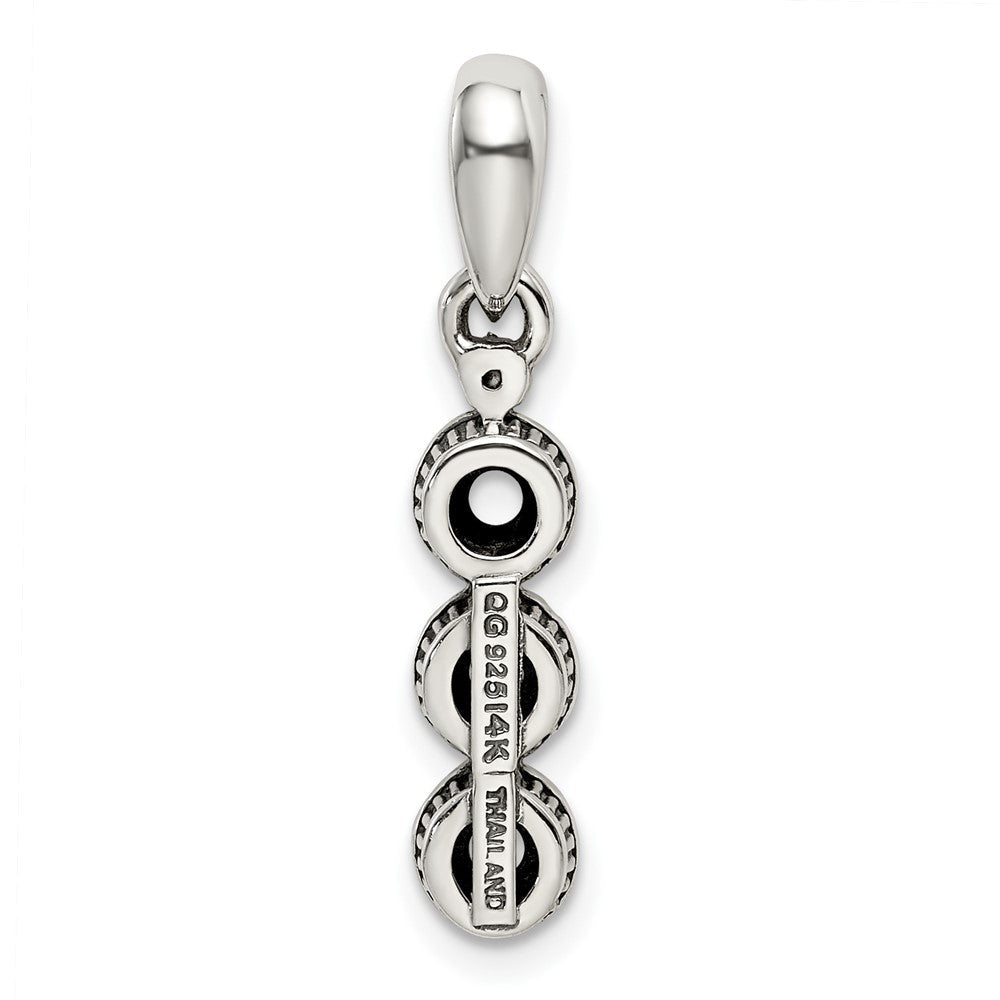 Sterlingsilber Antikisiert mit 14K/silver Bicolor 3-stone mit Diamant Mutter Anhänger