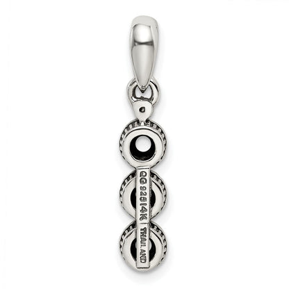 Sterlingsilber Antikisiert mit 14K/silver Bicolor 3-stone mit Diamant Mutter Anhänger