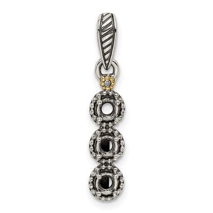 Sterlingsilber Antikisiert mit 14K/silver Bicolor 3-stone mit Diamant Mutter Anhänger