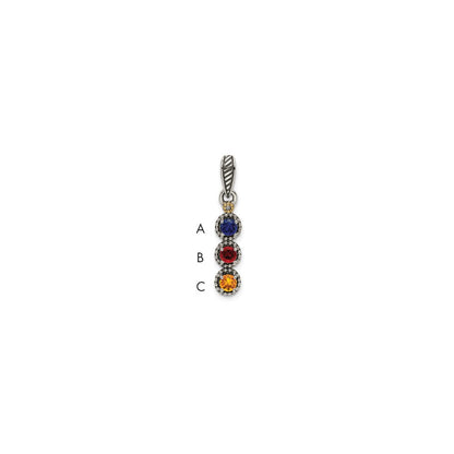 Sterlingsilber Antikisiert mit 14K/silver Bicolor 3-stone mit Diamant Mutter Anhänger