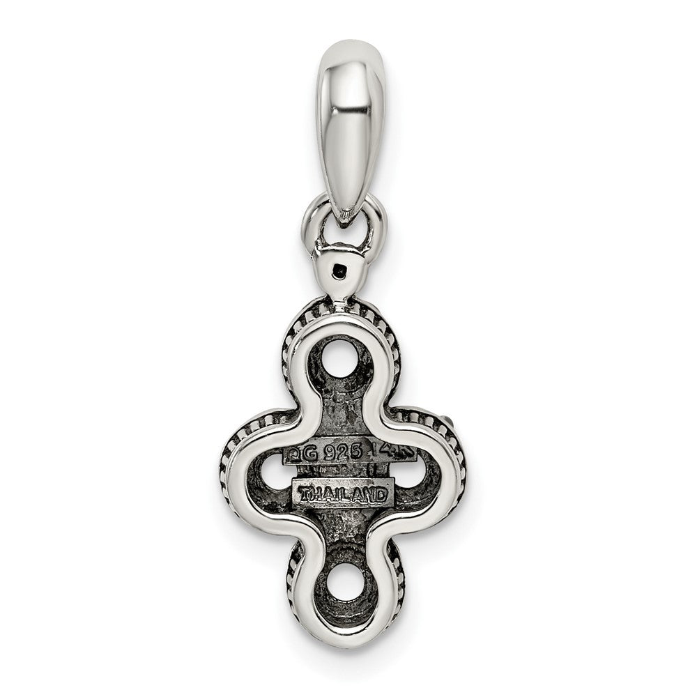 Sterlingsilber Antikisiert mit 14K/silver Bicolor 4-stone mit Diamant Mutter Anhänger