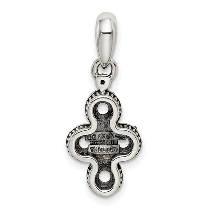 Sterlingsilber Antikisiert mit 14K/silver Bicolor 4-stone mit Diamant Mutter Anhänger