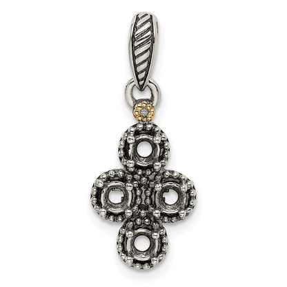 Sterlingsilber Antikisiert mit 14K/silver Bicolor 4-stone mit Diamant Mutter Anhänger
