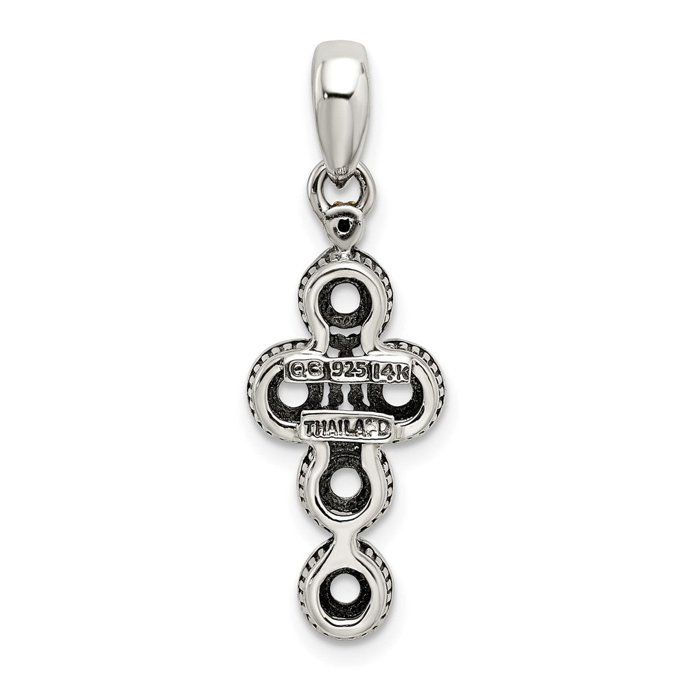 Sterlingsilber Antikisiert mit 14K/silver Bicolor 5-stone mit Diamant Mutter Anhänger